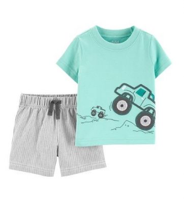 Carter's Child Of Mine Baby Boy Short Sleeve T Shirt & Striped Short 2pc Set