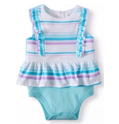Garanimals Baby Girl Peplum Flutter Stripped Bodysuit