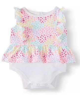 Garanimals Baby Girl Peplum Flutter Sleeve Heart Bodysuit