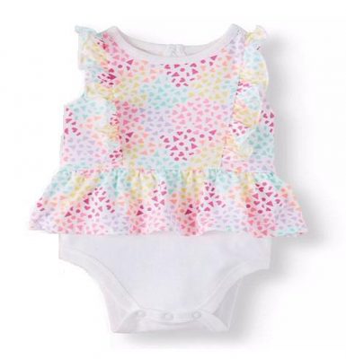 Garanimals Baby Girl Peplum Flutter Sleeve Heart Bodysuit