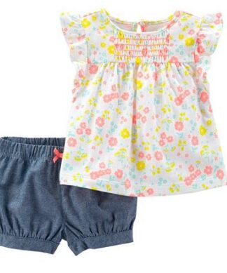 Carter's Child Of Mine Baby Girl Top & Chambray Shorts Outfit Set,