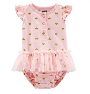 Carter's Child Of Mine Baby Girl Short Sleeve Heart Printed Sunsuit