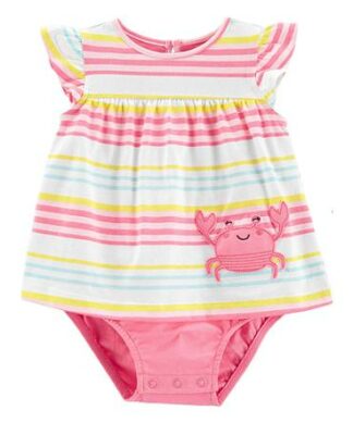 Carter's Child Of Mine Baby Girl Short Sleeve Sunsuit Dress- Stripe