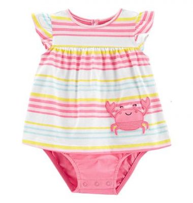 Carter's Child Of Mine Baby Girl Short Sleeve Sunsuit Dress- Stripe