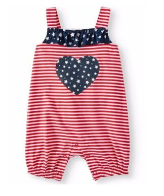 Americana Baby Girl Thin Strap Ruffle Romper