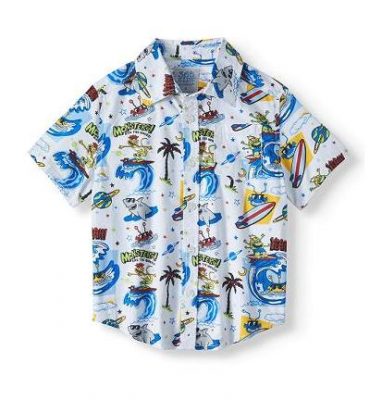 Garanimals 365 Kids Short Sleeve Printed Button Down Up Shirt