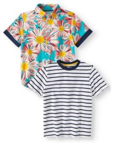 Wonder Nation Boys Short Sleeve 2 Pack Floral Shirt