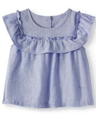 Wonder Nation Baby Girl Chambray Ruffle Top