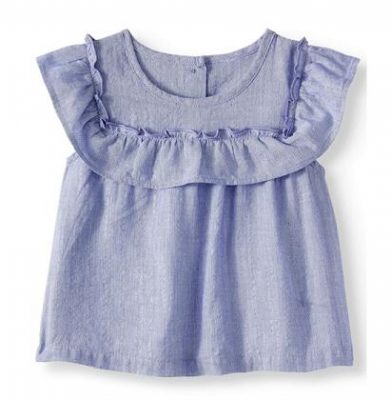 Wonder Nation Baby Girl Chambray Ruffle Top