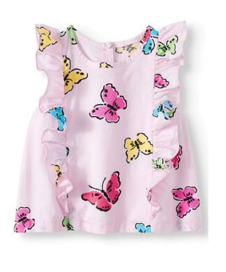 Wonder Nation Baby Girl Flutter Sleeve Butterfly Top