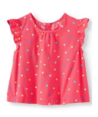 Wonder Nation Baby Girl Flutter Sleeve Polka Dot Top