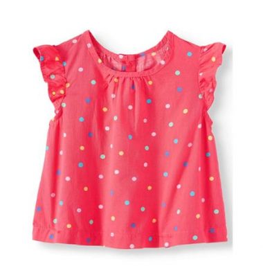 Wonder Nation Baby Girl Flutter Sleeve Polka Dot Top