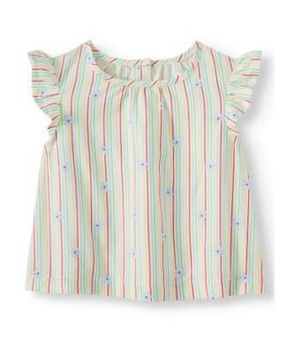 Wonder Nation Baby Girl Flutter Sleeve Stripe Top