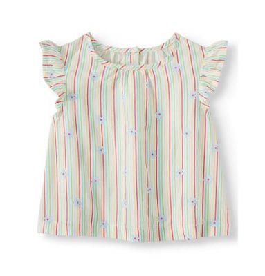 Wonder Nation Baby Girl Flutter Sleeve Stripe Top