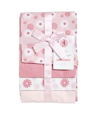 Little Beginnings Baby Girls Flowery Receiving Flannel Blankets - 4pk