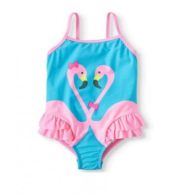 Wonder Nation Flamingo Ruffle Girls 1 Piece Swimming Suit- Swimsuit