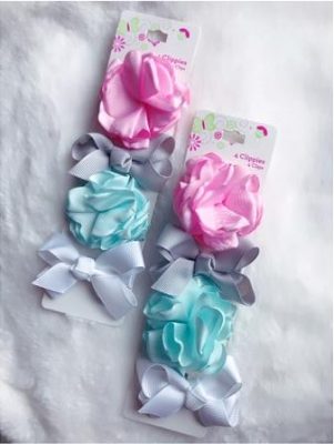 Clippies 4-In-1 Pack Girls Lace Bow Decorative Hair Clips