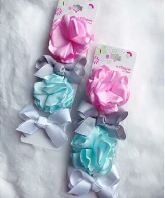 Clippies 4-In-1 Pack Girls Lace Bow Decorative Hair Clips