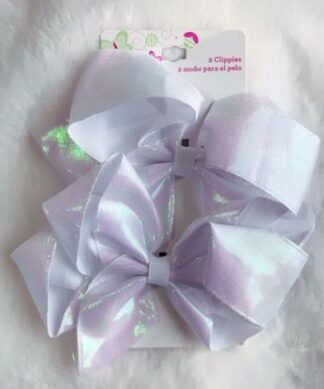 Clippies 2pc Sparkly White Hair Bow Clip Pins