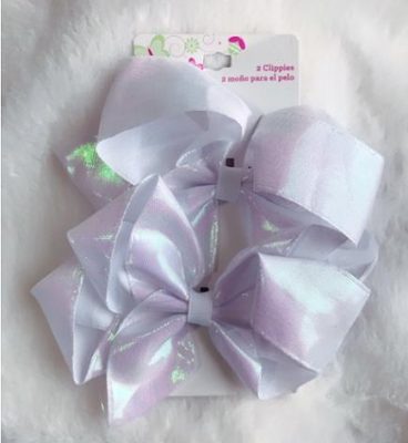 Clippies 2pc Sparkly White Hair Bow Clip Pins
