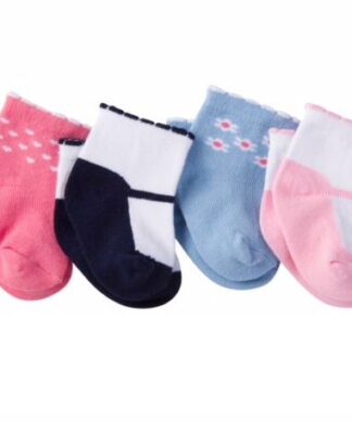 Gerber Newborn Baby Girl Ankle Bootie Socks- 4 Pairs