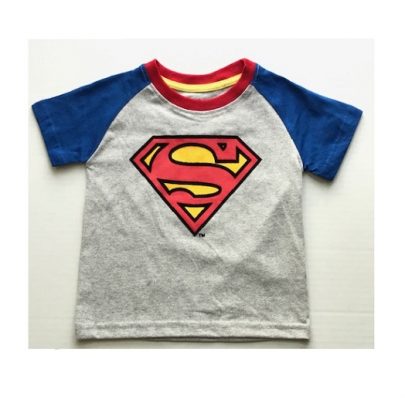 Marvel Superman Boy's Crested Graphic T Shirt With Super Hero Blue Cape