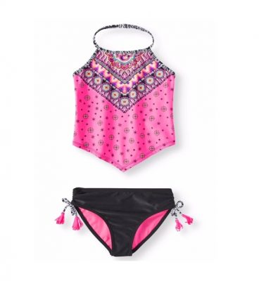 Wonder Nation Big Girl Halter Neck Print Tankini Swimming Swimsuit