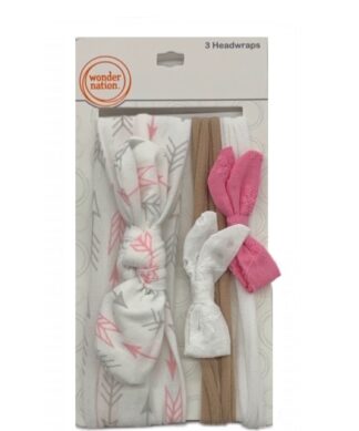 Wonder Nation 3-in-1 Girl's Hair Headwrap With Lace & Mesh -print