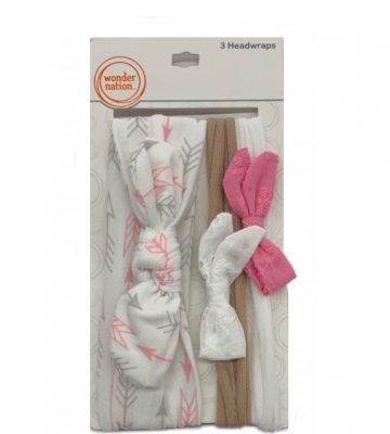 Wonder Nation 3-in-1 Girl's Hair Headwrap With Lace & Mesh -print