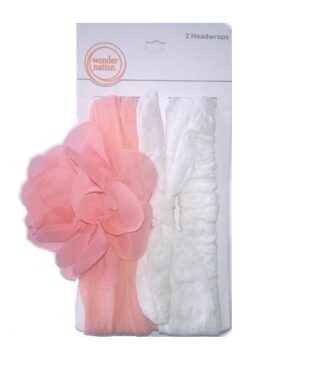 Wonder Nation Girl's Hair Head Wraps With Flowers & Bow -2 Pieces