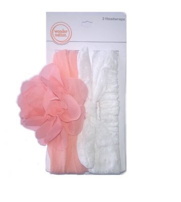 Wonder Nation Girl's Hair Head Wraps With Flowers & Bow -2 Pieces