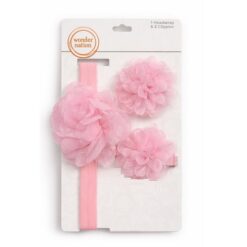 Wonder Nation Girl's Hair Headwrap With Flower Petal & 2 Flower Clips