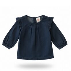 Wonder Nation Baby Girls' Chambray Long Sleeve Top