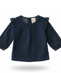 Wonder Nation Baby Girls' Chambray Long Sleeve Top
