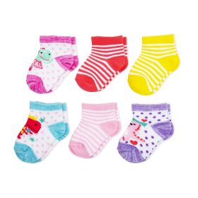 Wonder Nation Newborn Baby Girl Ballet Dino Shorty Socks - 6 Pairs