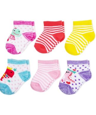 Wonder Nation Newborn Baby Girl Ballet Dino Shorty Socks - 6 Pairs