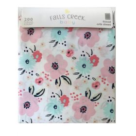 Falls Creek 100% Cotton Fitted Baby Bed Floral Crib Sheet- Single