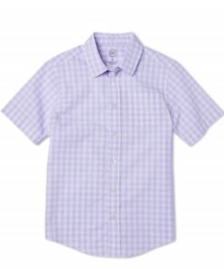 Wonder Nation Boys' Short Sleeve Button Down Shirt- Purple