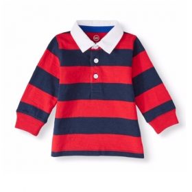 Wonder Nation Baby Boy Rugby Stripe Polo Long Sleeve Top - RB