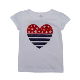 Americana Toddler Girls' Top Heart Girl T-Shirt Top - White