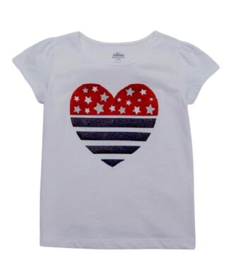 Americana Toddler Girls' Top Heart Girl T-Shirt Top - White