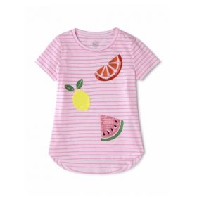Wonder Nation Girls Sequin 3D Embellished T-Shirt Top -Pink
