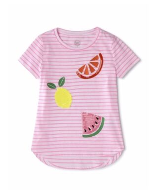 Wonder Nation Girls Sequin 3D Embellished T-Shirt Top -Pink