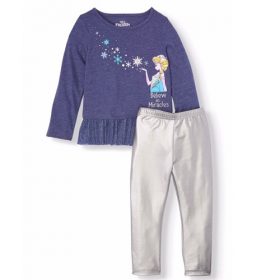 Disney Frozen 2 Toddler Girls' Flounce Tunic & Metallic Legging Outfit Set