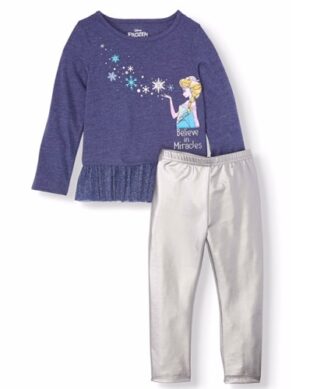 Disney Frozen 2 Toddler Girls' Flounce Tunic & Metallic Legging Outfit Set