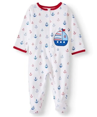 Wonder Nation Baby Boy Organic Cotton Sleep & Play Sleeper Pyjamas - Nautica