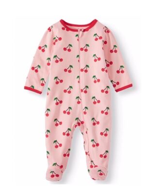 Wonder Nation Baby Girl Organic Cotton Sleep & Play Sleeper Pyjamas - Cherry