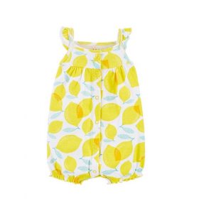 Carter's Child Of Mine Baby Girl Thin Flutter Sleeve Romper - Lemon