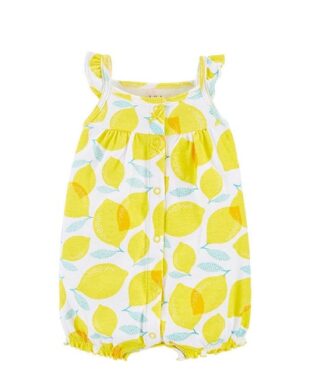 Carter's Child Of Mine Baby Girl Thin Flutter Sleeve Romper - Lemon