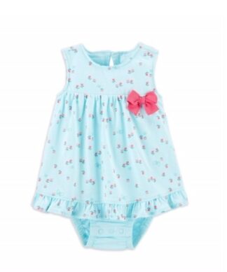 Carter's Child Of Mine Baby Girl Short Sleeve Sunsuit Dress- Ribbon